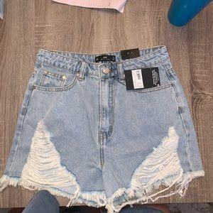 Missguided High Waisted Denim Shorts